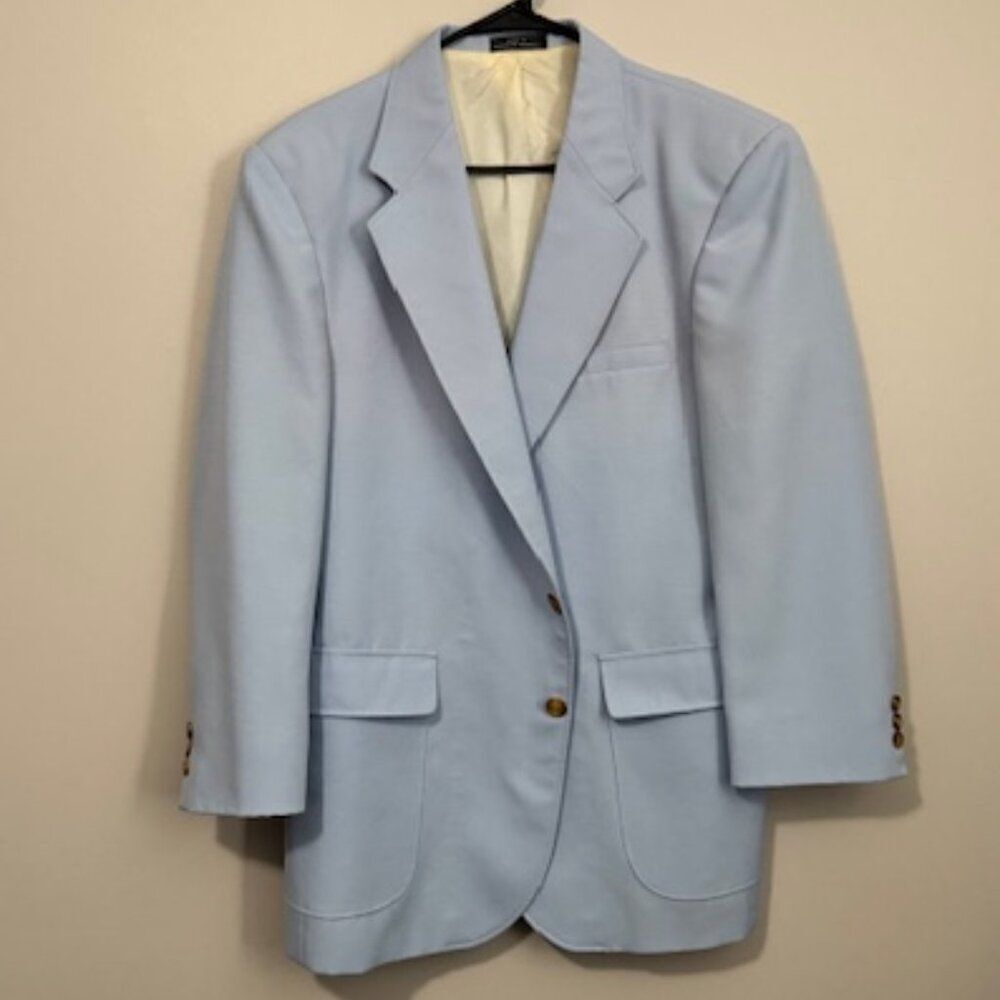 USED Men's TropiCool Long Sleeve Button Down Suit Jacket Color Blue Size 42L